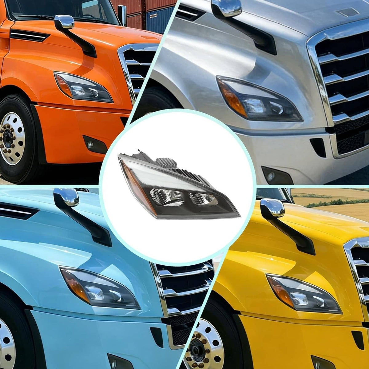 Solidspare Left & Right Full LED Headlights Headlamps For 2018-2022 Freightliner Cascadia