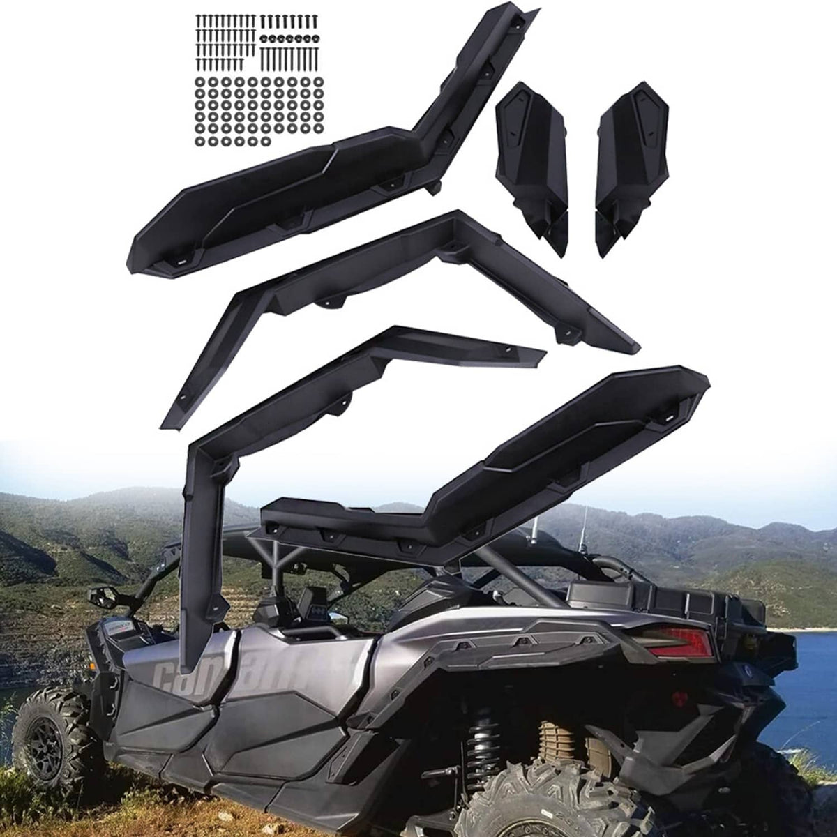 Solidspare Front & Rear Extended Fender Flares For Can Am Maverick X3 Max/RR/Turbo 2017-up