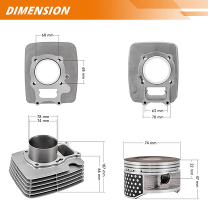 Solidspare 74mm Big Bore Cylinder Piston Top End Kit Fits For Honda TRX250EX 2001-2008 New
