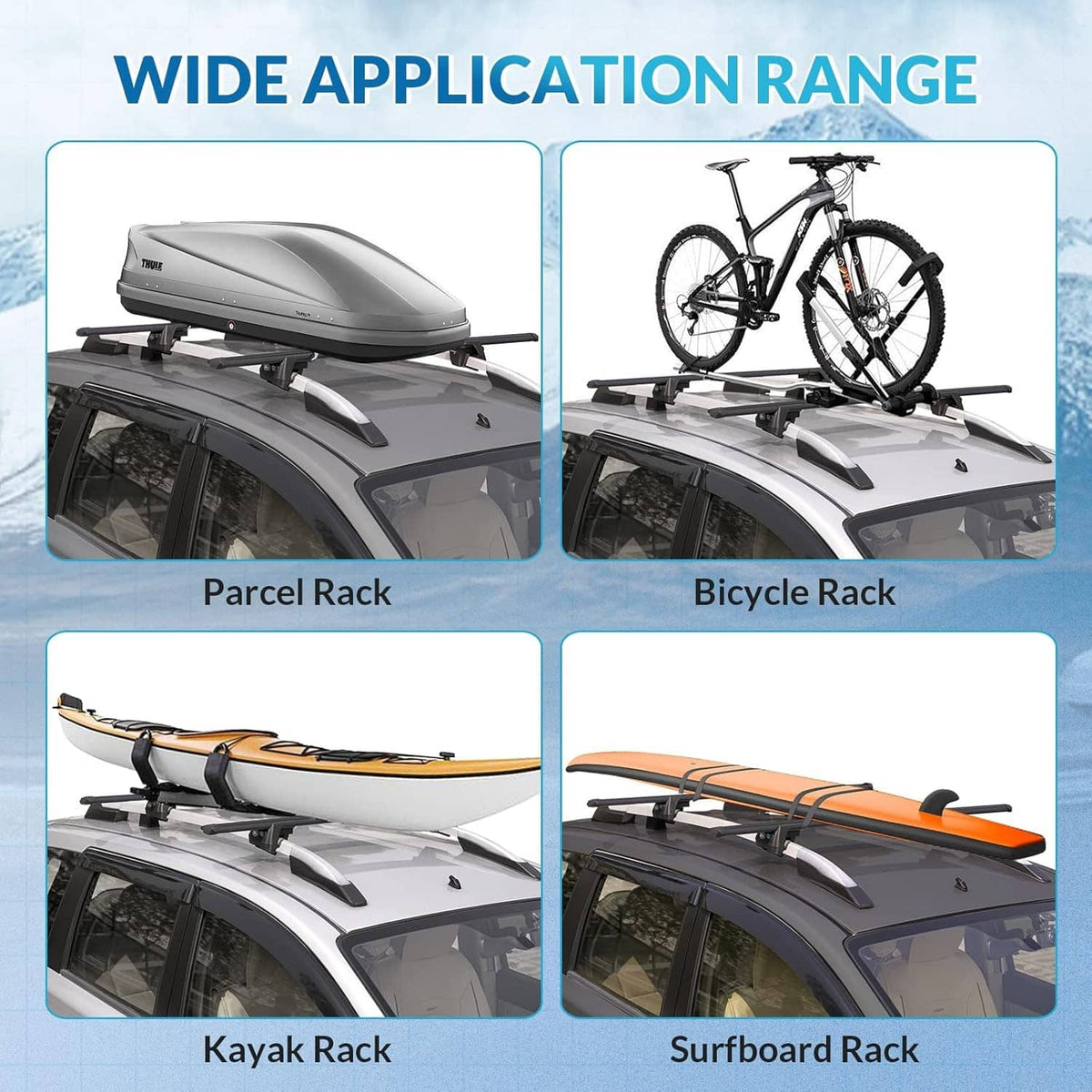 Solidspare Pair Black Aluminum Cross Bars Roof Racks Rail Fit for 2014-2024 Subaru Forester