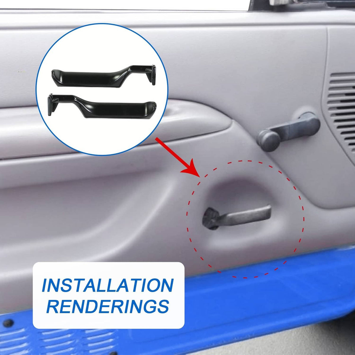 Solidspare Set(2) Metal Inside Door Handles LH&RH For 87-96 Ford F150 F250 F350 Truck Black