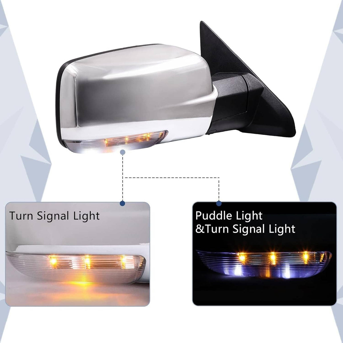 Solidspare Chrome Power Folding Heated Right Mirror+LED Signal For 2013-2019 Dodge Ram 1500