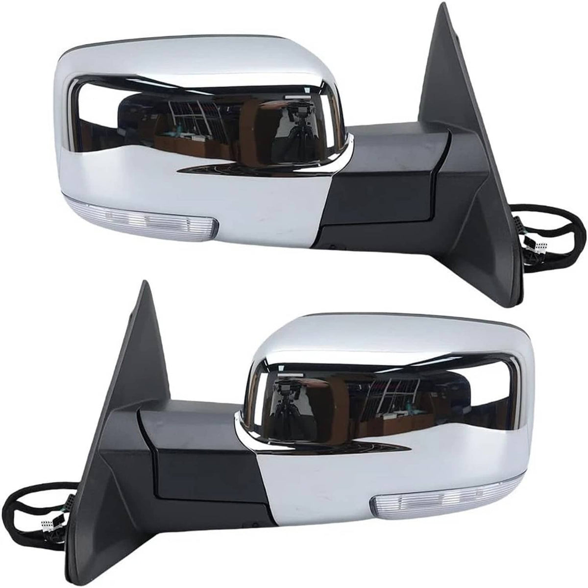 Solidspare Pair For 2013-2019 Ram 1500 Side Mirror Chrome Power Fold Heated Temper Sensor