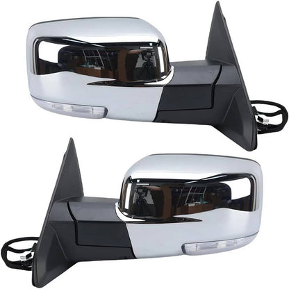 Solidspare Pair For 2013-2019 Ram 1500 Side Mirror Chrome Power Fold Heated Temper Sensor