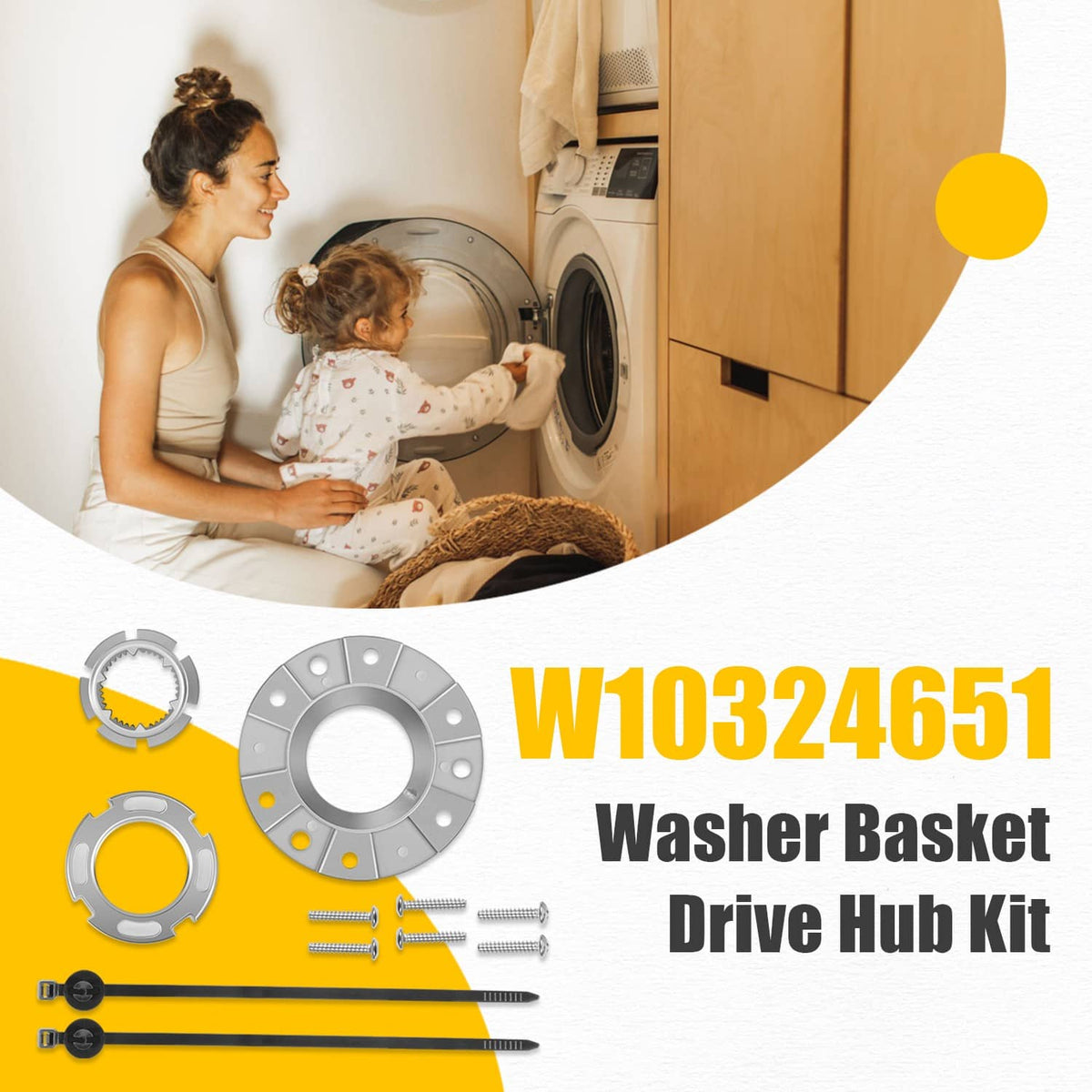 Solidspare W10324651 Washer Basket Drive Hub Kit Replacement fit for Whirlpool Maytag Amana