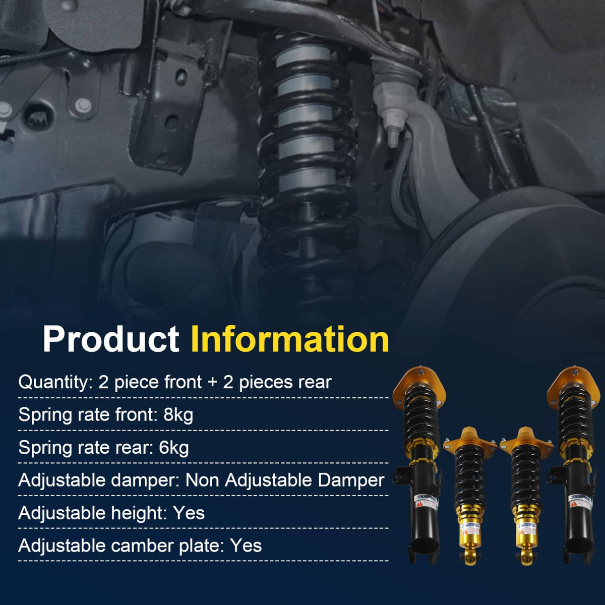 Solidspare Full Coilover Struts Coils Shocks Suspension Kit For 05-10 Scion tC Adj. Height
