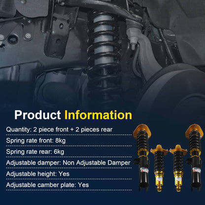 Solidspare Full Coilover Struts Coils Shocks Suspension Kit For 05-10 Scion tC Adj. Height