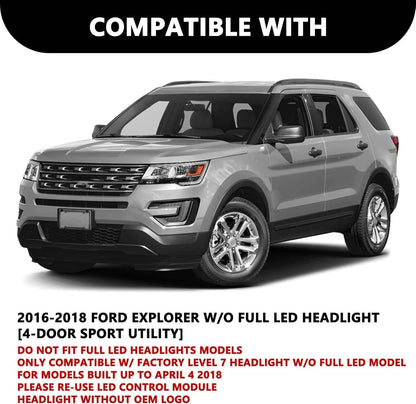 Solidspare New Pair Headlights Assembly LH+RH For 2016-2019 Ford Explorer Chrome w/ LED DRL