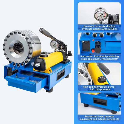 Solidspare New 5600KN Hydraulic Hose Crimper Pipe Clamping Machine w/ 8 Sets Dies 10mm-30m
