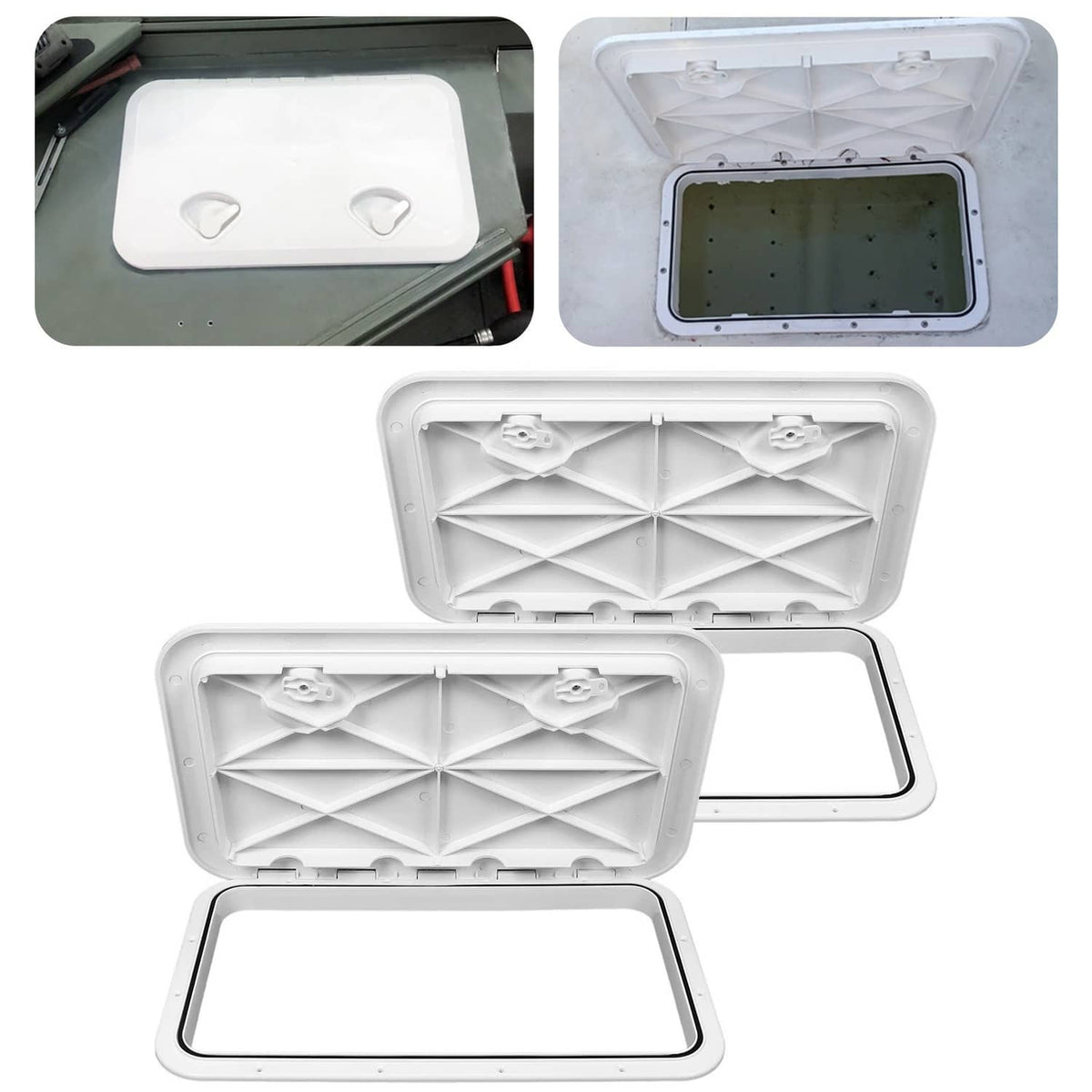 Solidspare 2X MARINE BOAT Deck Access HATCH & LID 24" X 14" RV Storage ( White, ABS )