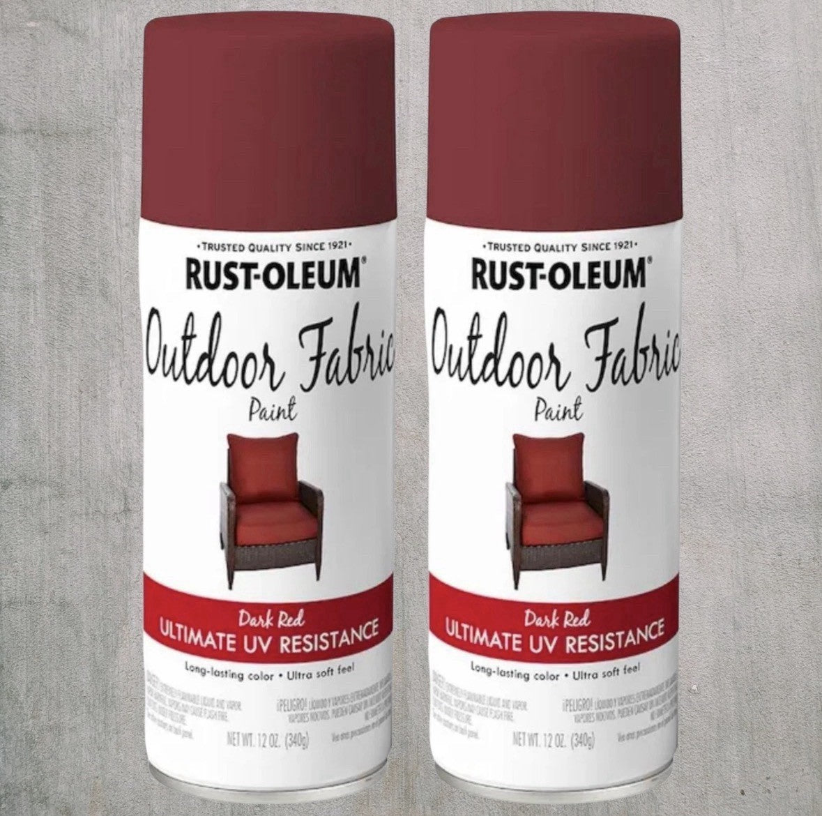 2 Cans Rust-Oleum Specialty Fabric Spray Paint, Dark Red, 12 Oz.