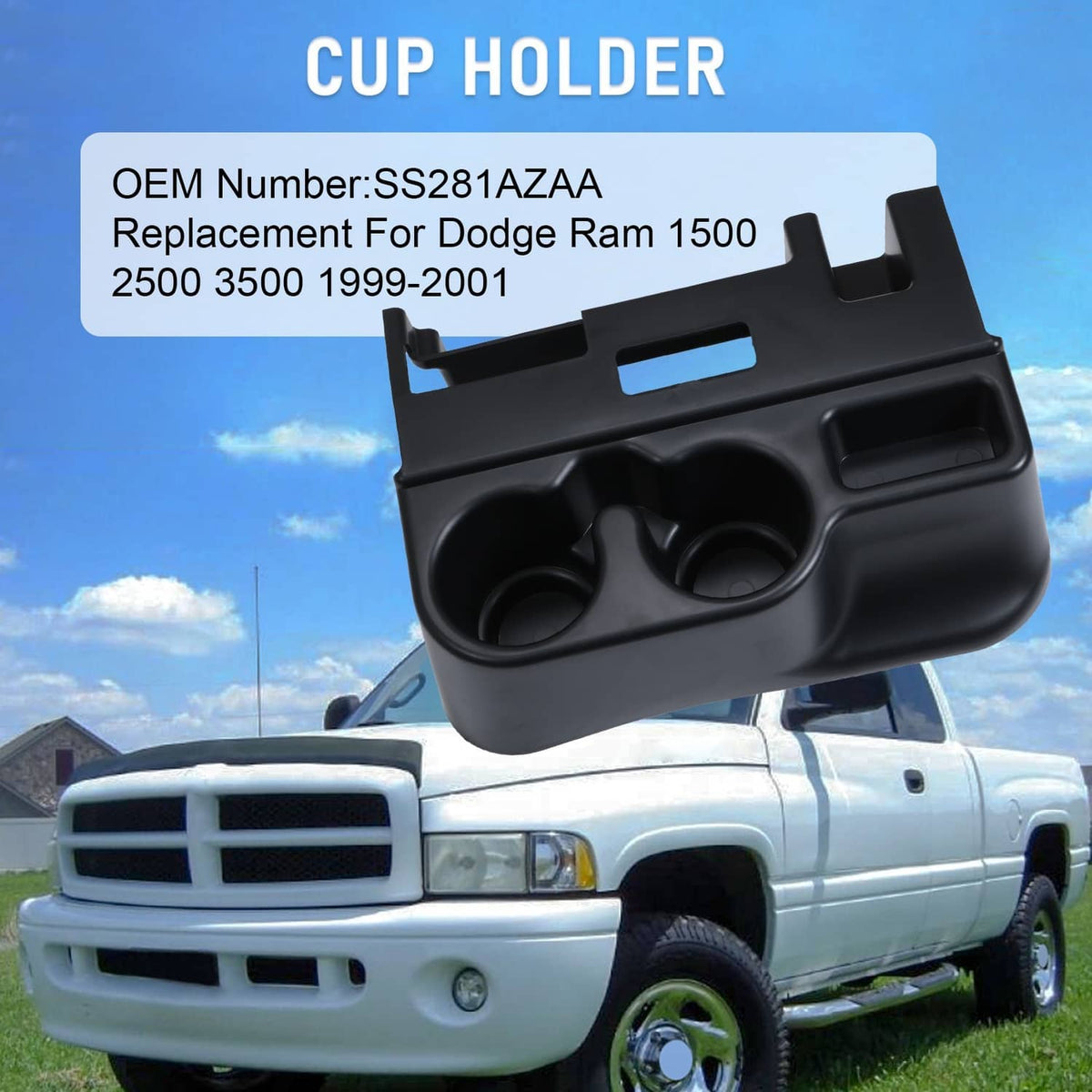 Solidspare Cup Holder Center Console Organizer For 1999 2000 2001 Dodge Ram 1500/2500/3500