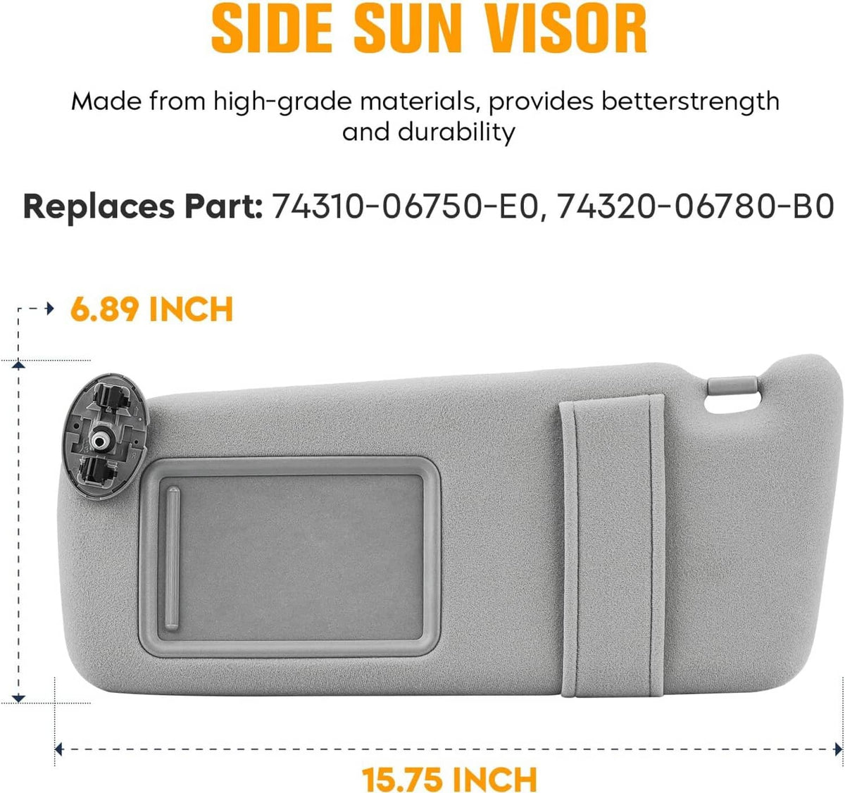 Solidspare Pair Sun Visor Left & Right Side Without Sunroof Gray For Toyota Camry 2007-2011