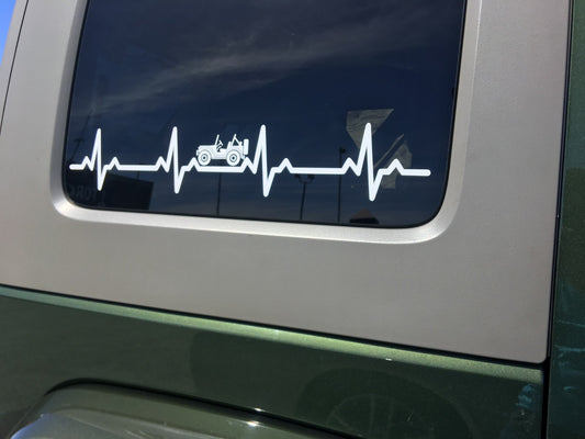 Solid Spare EKG Heartbeat Vinyl Sticker for Jeep JK JL Unlimited Rubicon Sahara 22.5" x 4"