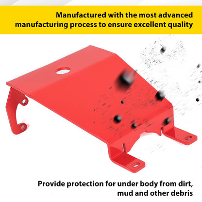 Solid Spare Front Skid Plate Red Steel For Jeep Wrangler 2018-23 / Gladiator 2020-23 RS62116