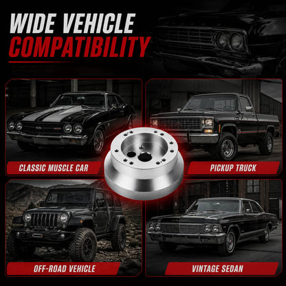 Solidspare Silver 5 & 6 Hole Steering Wheel Polished Hub Adapter For GM Chevy Aluminum