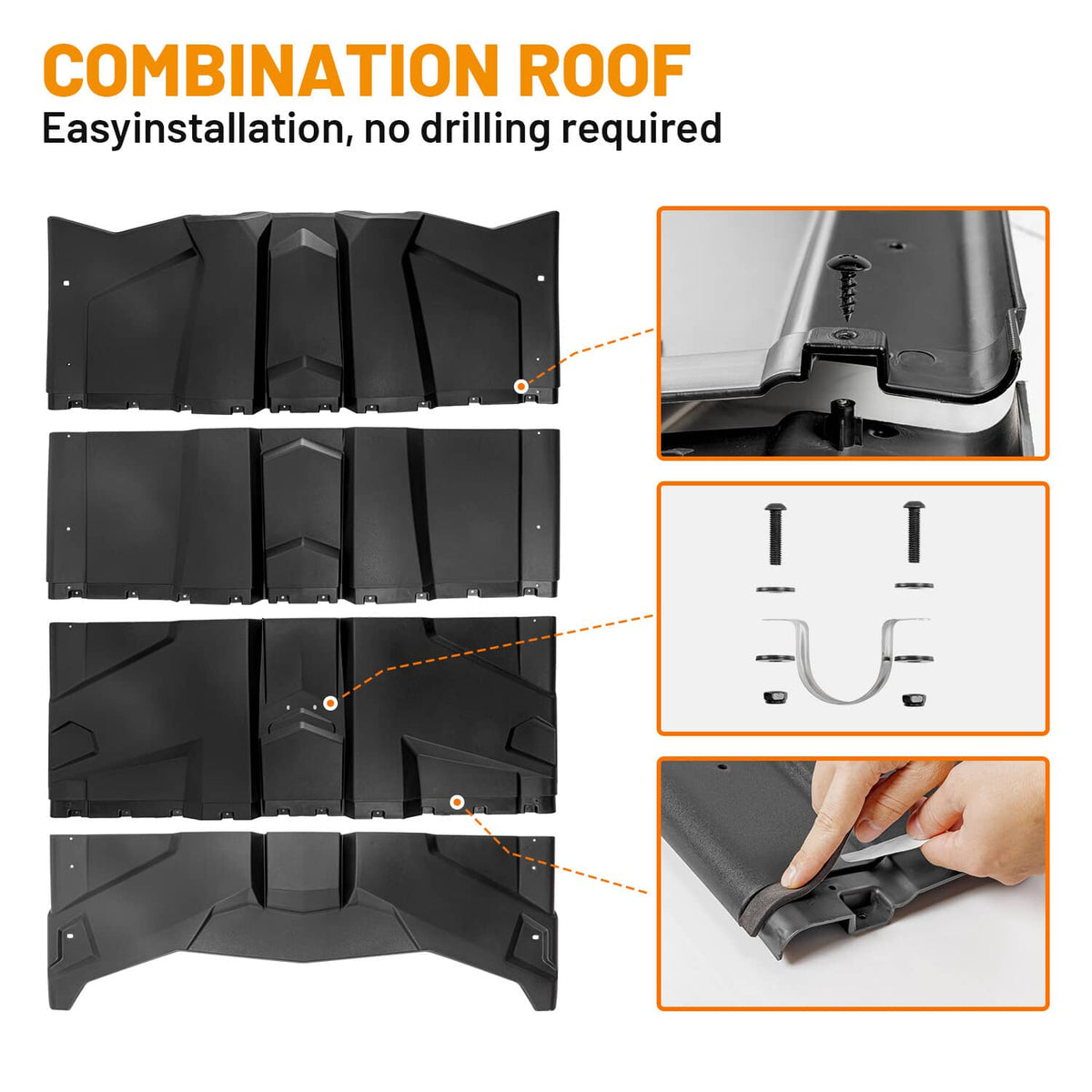 Solidspare 4-Pieces UTV Hard Roof For 2017-2024 Can Am Maverick X3 Max 4-Doors 715003750
