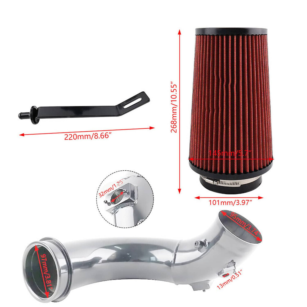 Solidspare 4" Cold Air Intake & Filter For 2007.5-2012 Dodge Ram 2500 6.7L Cummins Diesel