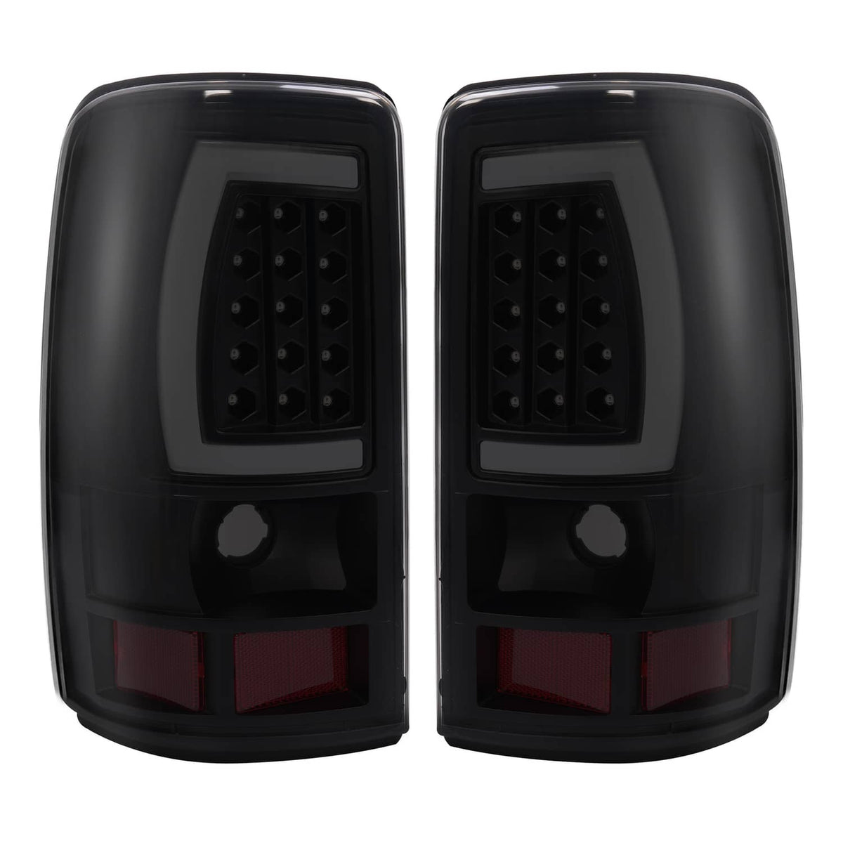 Solid Spare For 2000-2006 Chevy Suburban Tahoe GMC Yukon Black Smoke LED Tube Tail Lights
