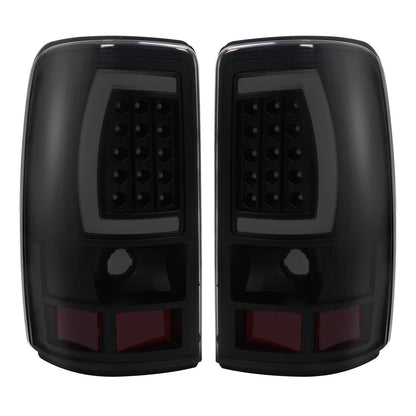 Solid Spare For 2000-2006 Chevy Suburban Tahoe GMC Yukon Black Smoke LED Tube Tail Lights