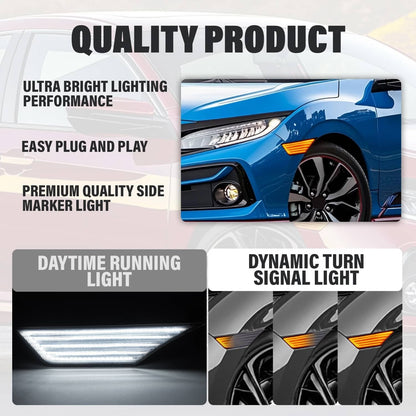Solid Spare For Honda Civic 16-21 Sequential Dynamic Turn Signal LED Marker Light Assembly