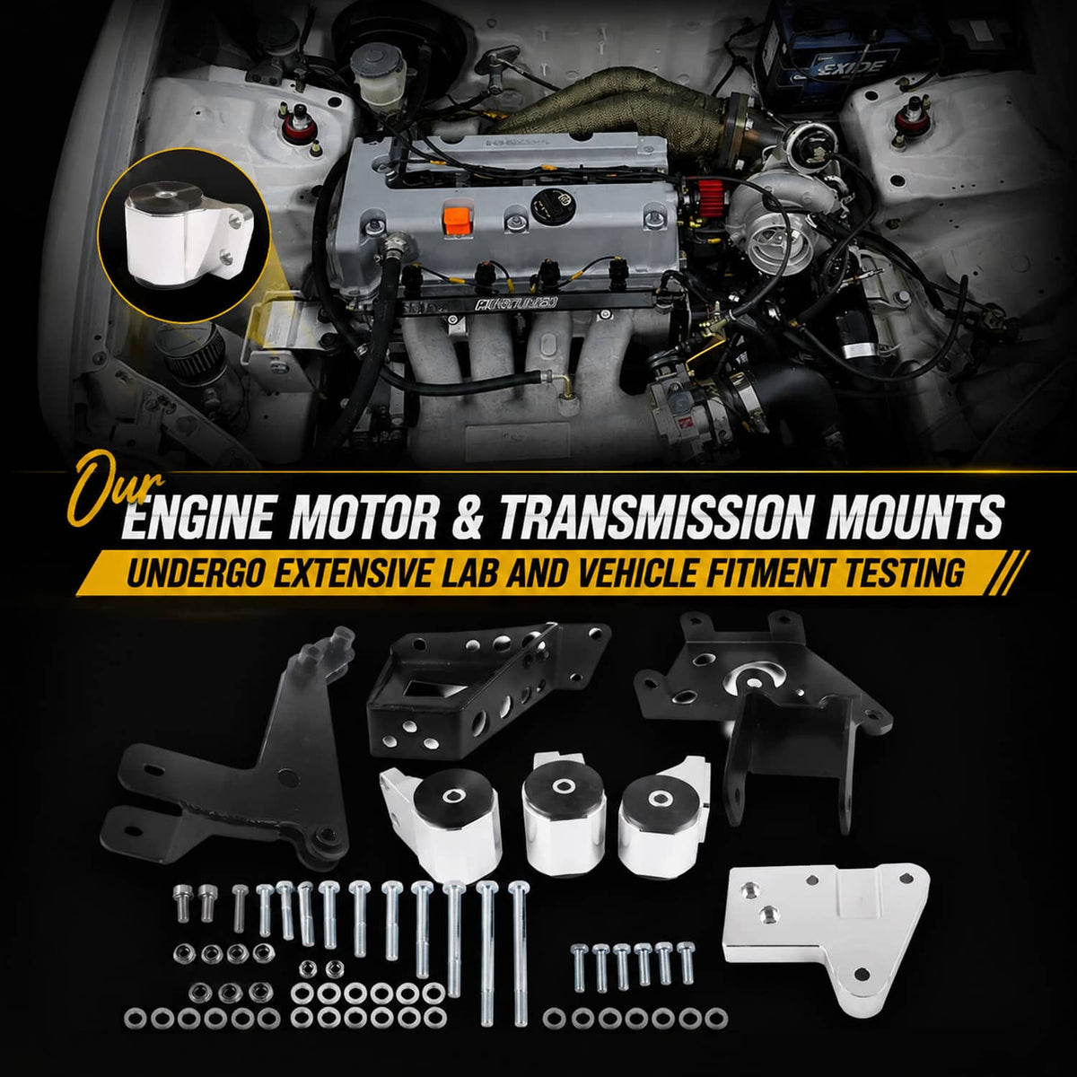 Solidspare Engine Mount Bracket for Honda Civic 92-95 EG K-Swap K20 K24 K-Series DC2 EG6 DC