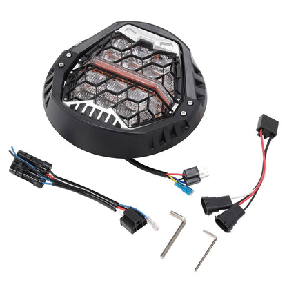 Solidspare 7'' LED Headlight with Amber DRL & Hi/Lo Beam For 2014-2024 Harley Street Glide