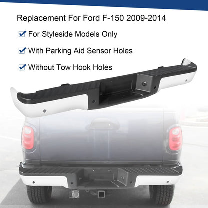 Solidspare Chrome Rear Step Bumper Assembly With Sensor Holes For Ford F-150 F150 2009-2014