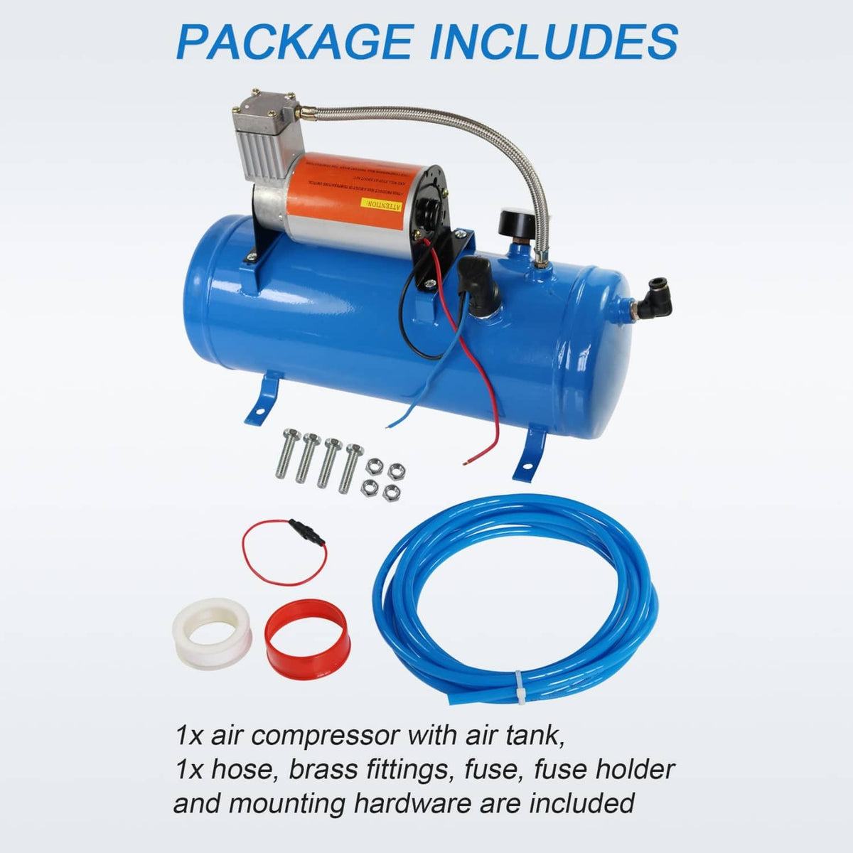 Solidspare 150PSI AIR COMPRESSOR WITH 6 LITER TANK DC 12V FOR TRAIN HORNS MOTORHOME TIRES