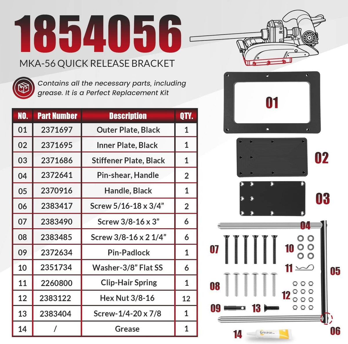 Solidspare 1854056 MKA-56 Quick Release Bracket for Minn Kota QUEST Trolling Motor, Black