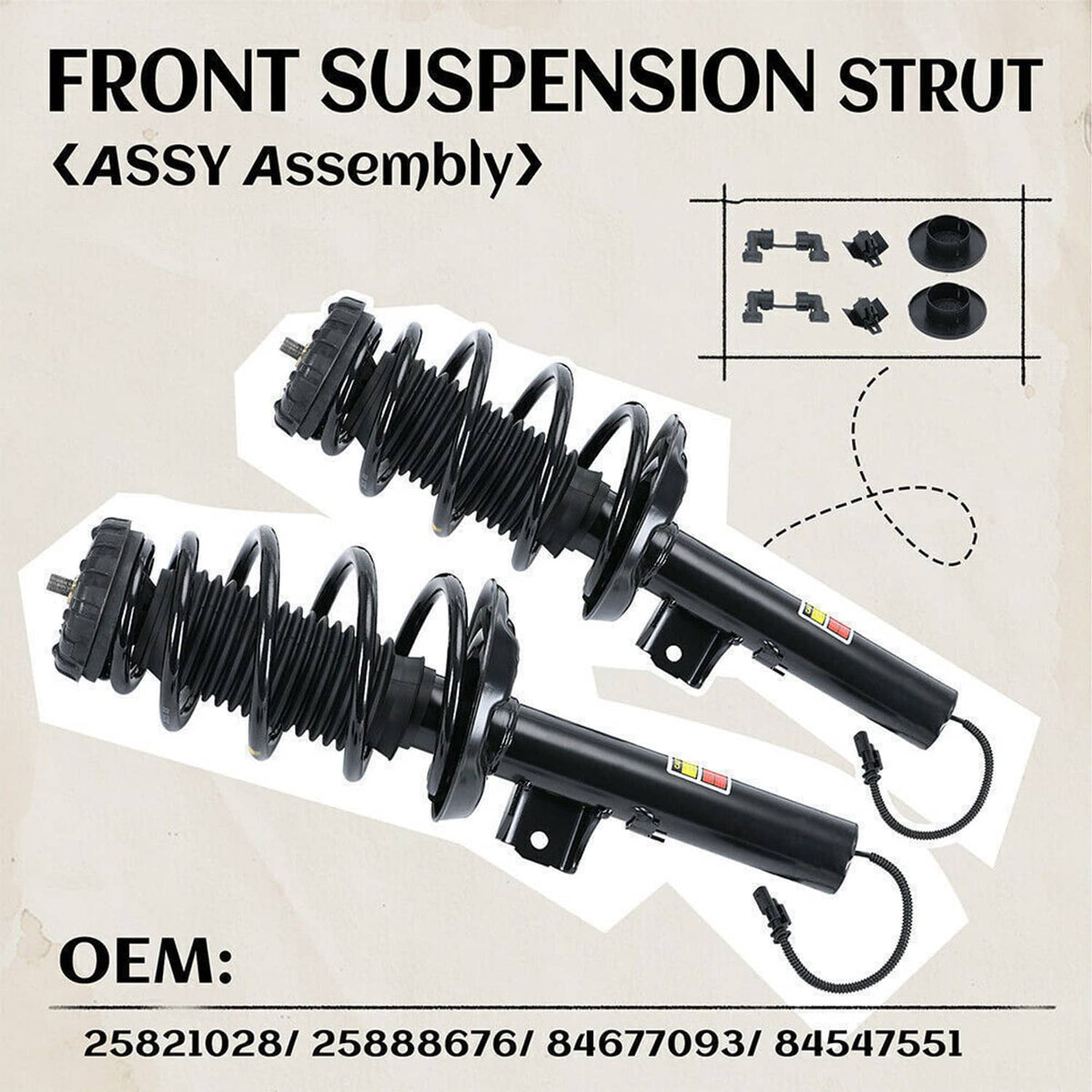 Solidspare 2x Front Suspension Strut Assys w/ Electric for 2013-2019 Cadillac XTS 84677093