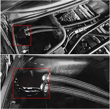 Solidspare Baffled Oil Catch Can Kit Reservoir Tank with Dipstick Fuel Hose Line Bracket