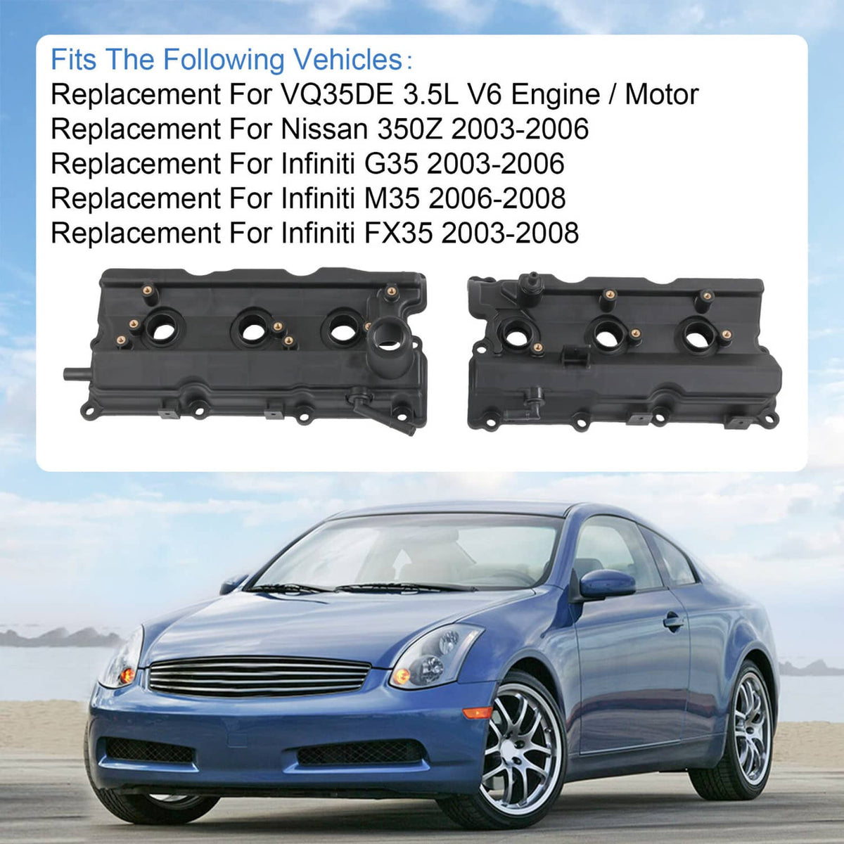 Solidspare Engine Valve Covers  Left & Right for 2003-06 Nissan 350Z /03-06 G35 V6 3.5L NEW