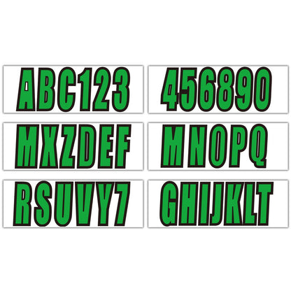 Solid Spare Boat numbers and letters Decal Sticker green Four sets of A-Z Four sets of 0-9