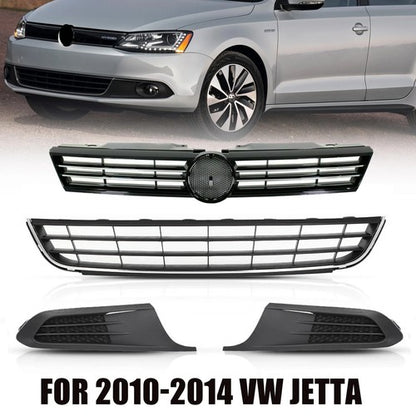For 11 2011-2014 VW Volkswagen Jetta Upper & Lower Grille & Fog Light Covers SET