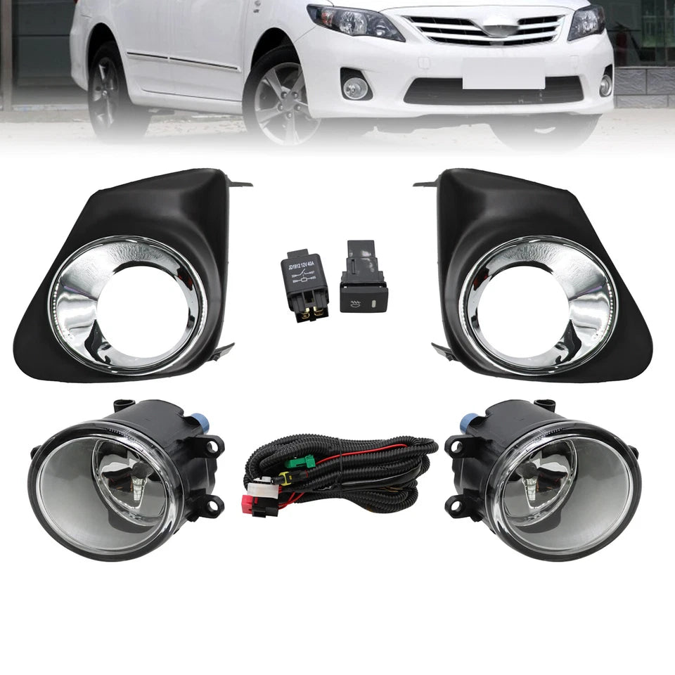 For 2011 2012 2013 Toyota Corolla Bumper Chrome Driving Fog Lights Lamps Pair