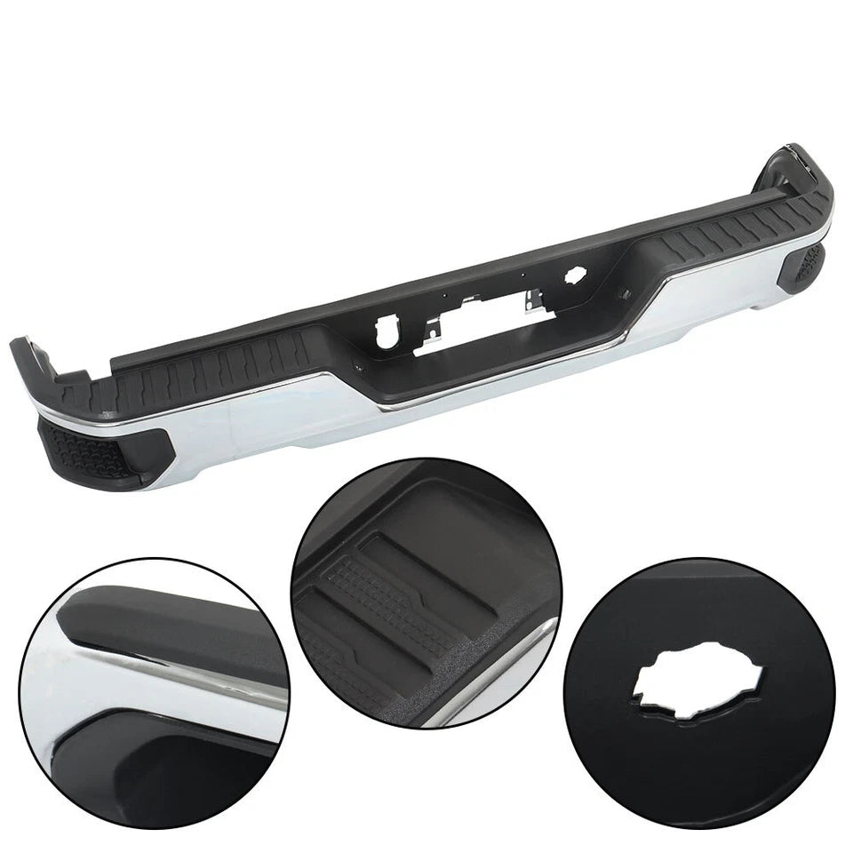 For 2019 2020-2024 Chevy Silverado GMC Sierra 1500 Rear Bumper Assembly Chrome