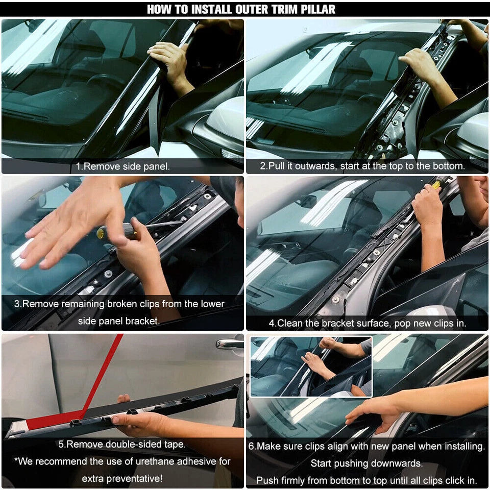 Left & Right Side Windshield A Pillar Molding Trim Fit For 2011-19 Ford Explorer