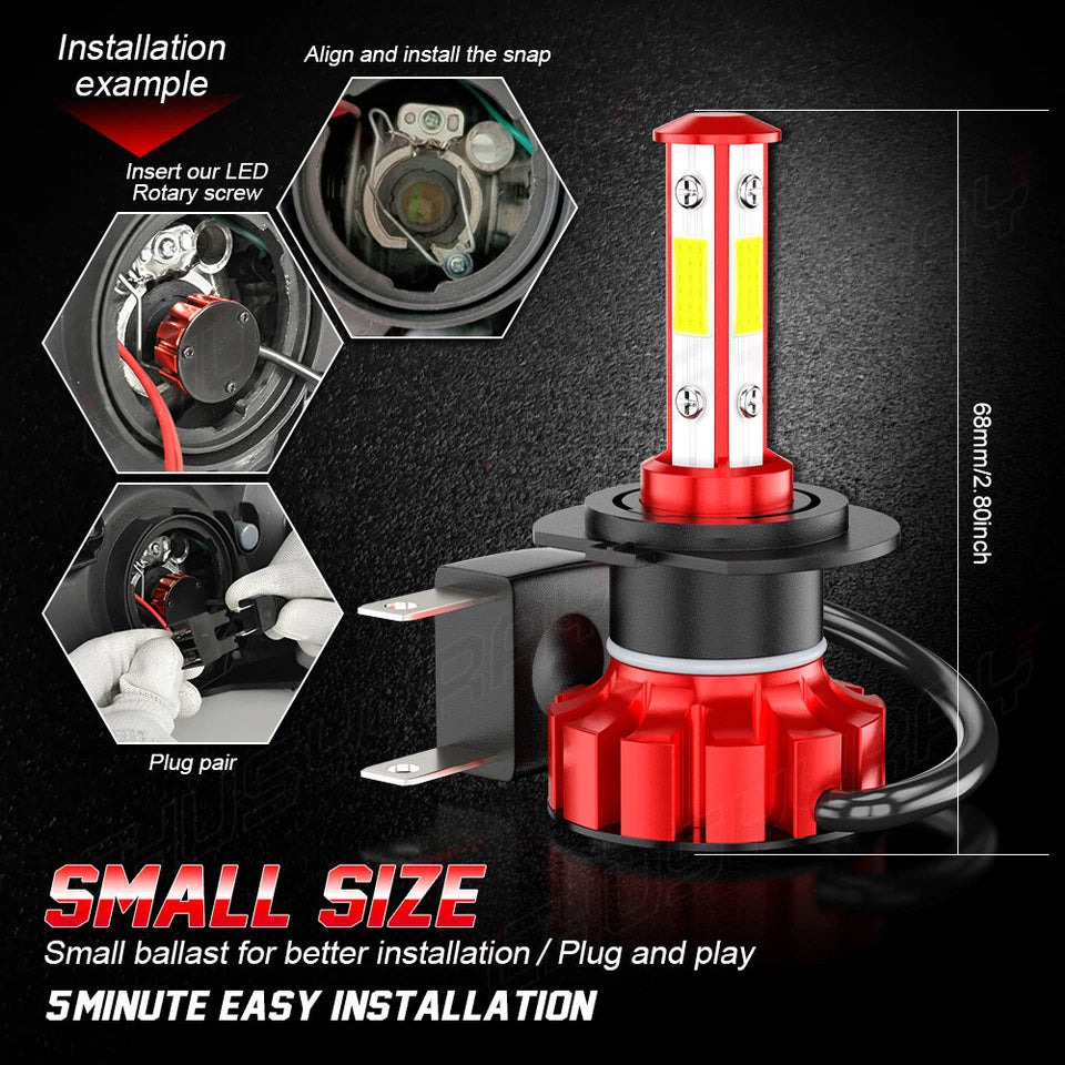 2X H7 LED Headlight Conversion Kit 16000LM 6000K White pair Super High/Low Beam