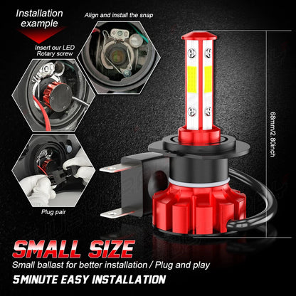 2X H7 LED Headlight Conversion Kit 16000LM 6000K White pair Super High/Low Beam