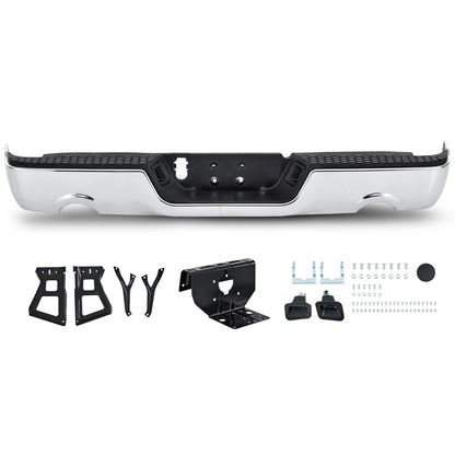 For 2009-2018 Dodge Ram 1500 Chrome Rear Step Bumper W/O Sensor W/ Dual Exhaust