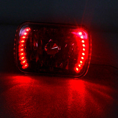 Pair For Mazda B2200 B2600 RX-7  5X7" 7X6" H4 LED Red Halo Headlights W/O Bulbs