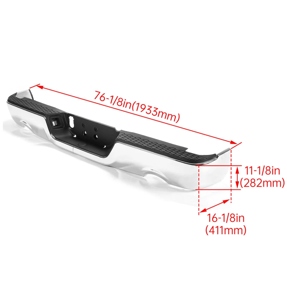 For 2009-2018 Dodge Ram 1500 Chrome Rear Step Bumper W/O Sensor W/ Dual Exhaust