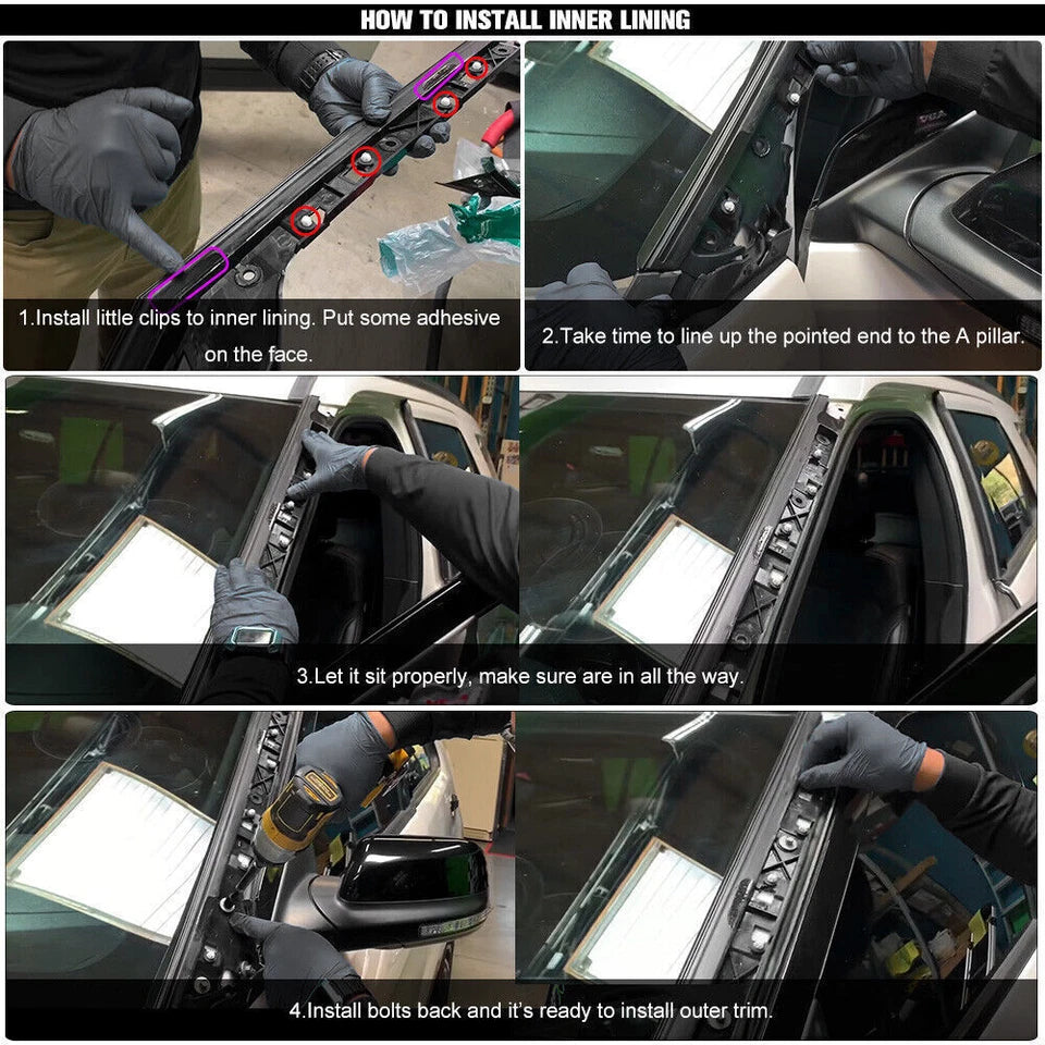 Left & Right Side Windshield A Pillar Molding Trim Fit For 2011-19 Ford Explorer