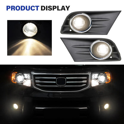 Right+Left Fog Light W/Cover & Chrome Trim For Honda Pilot 2012 2013 2014 2015