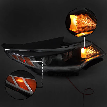 Right+Left Halogen Headlight For 2016-2018 Kia Optima w/o LED DRL Chrome Housing