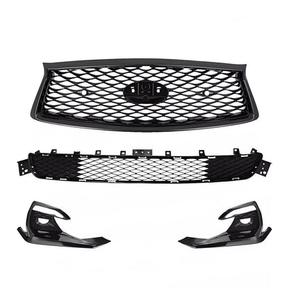 For 2018-2024 Infiniti Q50 Sport Front Upper Lower Grille Fog Light Bezels Cover