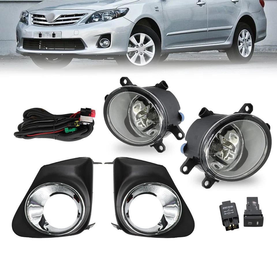 For 2011 2012 2013 Toyota Corolla Bumper Chrome Driving Fog Lights Lamps Pair
