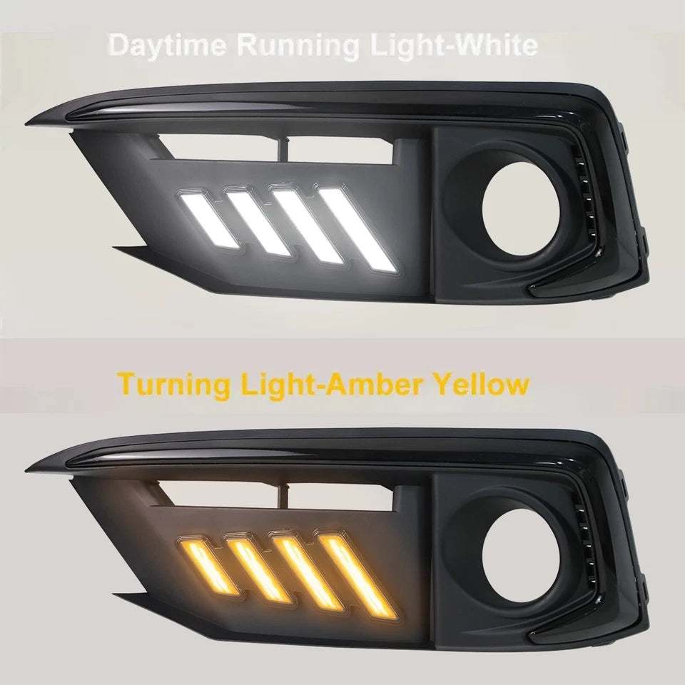 Pair LED DRL Daytime Turn Signal Fog Light Lamp Covers Fit 2019-2021 Honda Civic