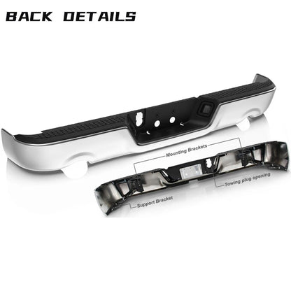 For 2009-2018 Dodge Ram 1500 Chrome Rear Step Bumper W/O Sensor W/ Dual Exhaust